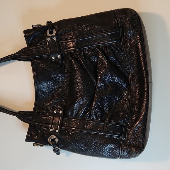 B Makowsky 100% Leather Purse Handbag Nickel Hardware Black W/Cheetah Lined EUC - Picture 6 of 13